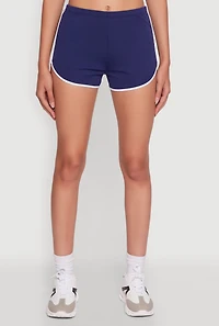 Womens Trendy Contrast Trim Dolphin Shorts, L