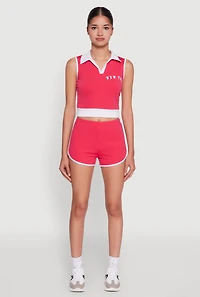 Womens Trendy Contrast Trim Dolphin Shorts, Pink, Size L