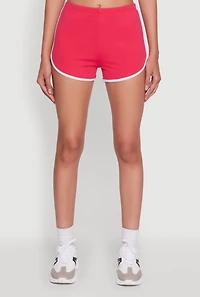Womens Trendy Contrast Trim Dolphin Shorts, Pink, Size L