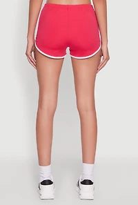 Womens Trendy Contrast Trim Dolphin Shorts, Pink, Size L