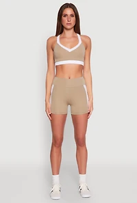 Womens Contrast Trim Cross Back Sports Bra, L
