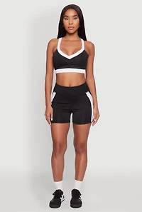 Womens Contrast Side Stripe Biker Shorts,