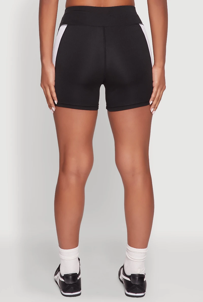 Womens Contrast Side Stripe Biker Shorts,