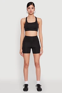 Womens Strappy Racerback Sports Bra, Black, Size S