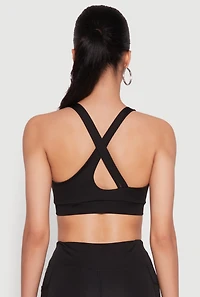 Womens Strappy Racerback Sports Bra, Black, Size S