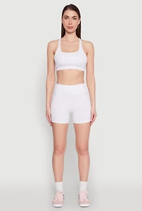 Womens Strappy Racerback Sports Bra, White, Size S