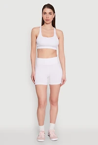Womens Strappy Racerback Sports Bra, White, Size S
