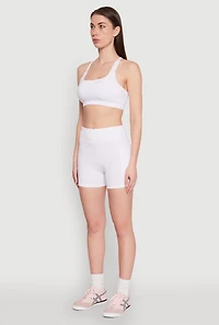 Womens Strappy Racerback Sports Bra, White, Size S