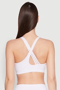 Womens Strappy Racerback Sports Bra, White, Size XL