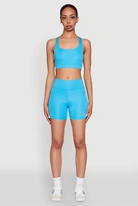 Womens Strappy Racerback Sports Bra, Blue, Size XL