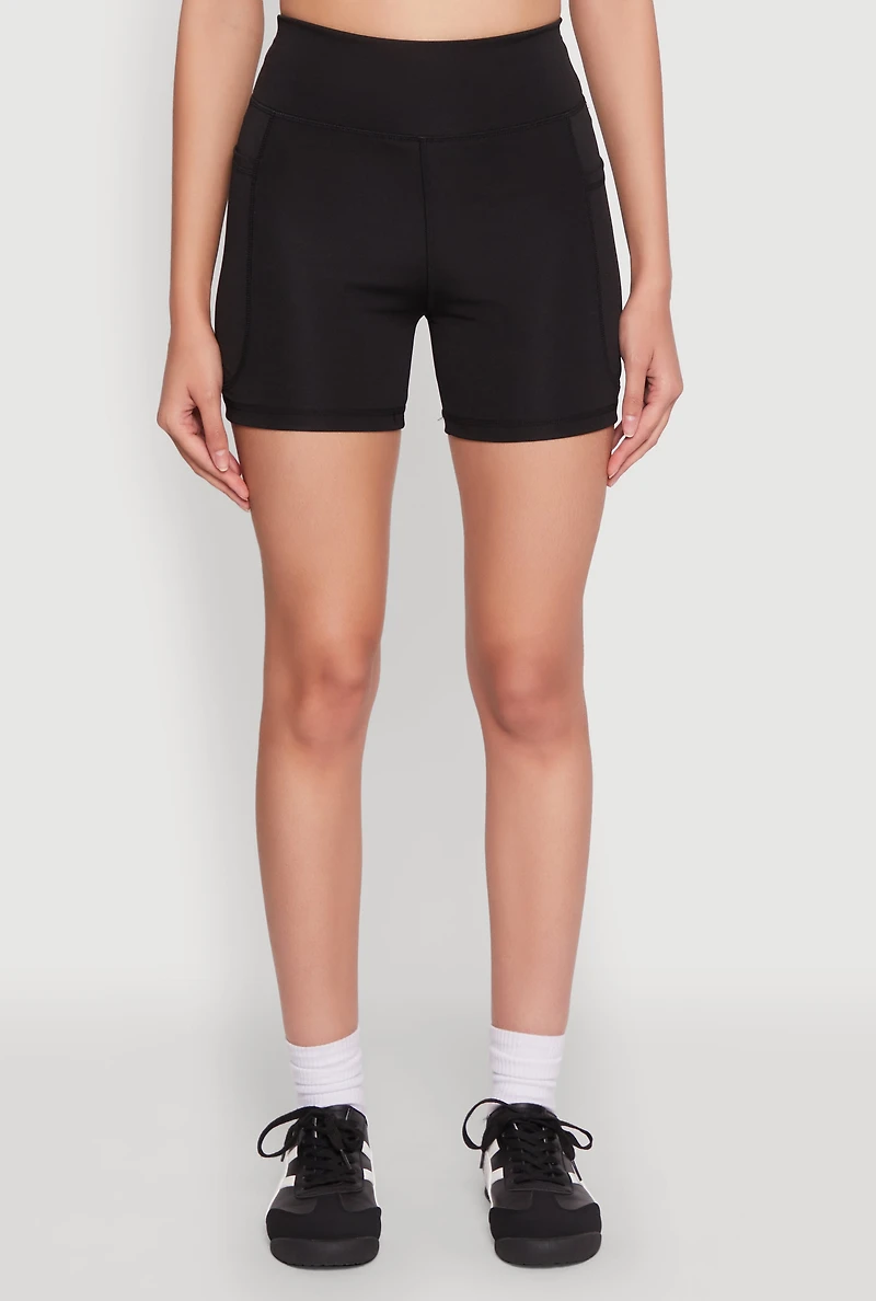 Womens Side Zip Pocket Biker Shorts, Black, Size M