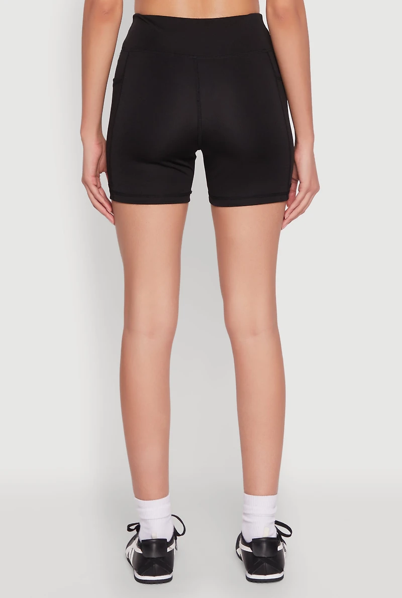 Womens Side Zip Pocket Biker Shorts, Black, Size M