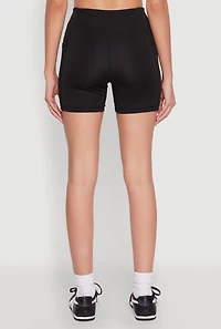 Womens Side Zip Pocket Biker Shorts, Black, Size M