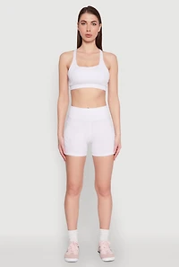 Womens Side Zip Pocket Biker Shorts, White,
