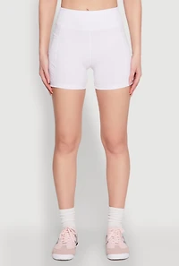 Womens Side Zip Pocket Biker Shorts, White,