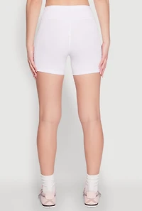 Womens Side Zip Pocket Biker Shorts, White,