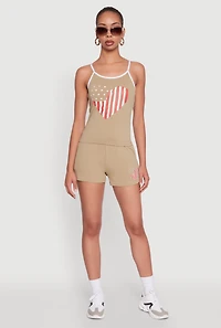Womens American Flag Heart Graphic Cami,