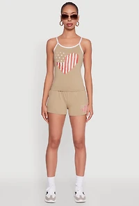 Womens American Flag Heart Graphic Cami,