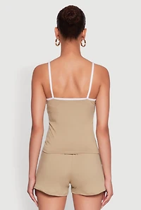 Womens American Flag Heart Graphic Cami, Beige, Size XL