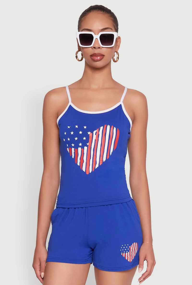 American Flag Heart Graphic Cami