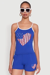 American Flag Heart Graphic Cami