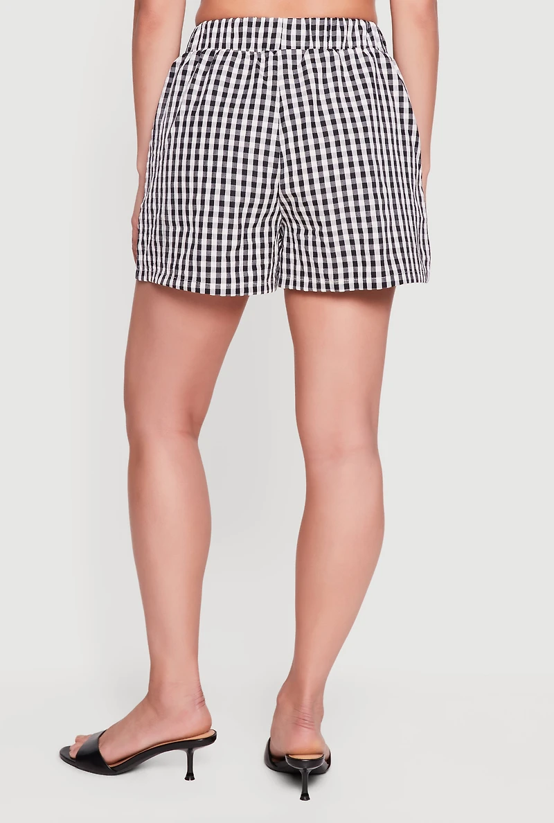 High Waisted Gingham Shorts