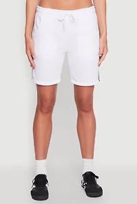 Womens Varsity Stripe Sweatshorts, White,