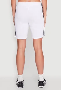 Womens Varsity Stripe Sweatshorts, White,