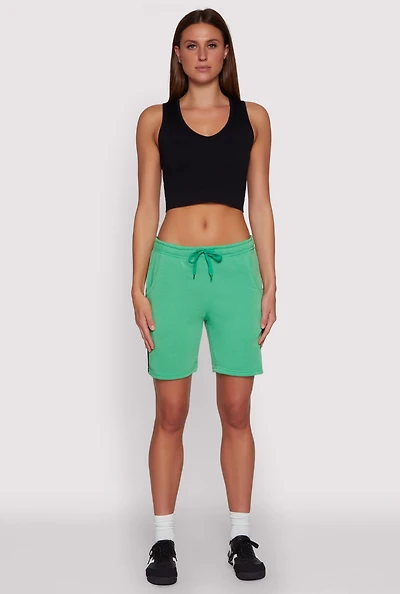 Womens Varsity Stripe Sweatshorts, Green, Size L