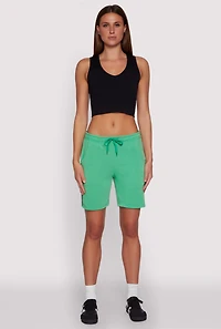 Womens Varsity Stripe Sweatshorts, Green, Size L