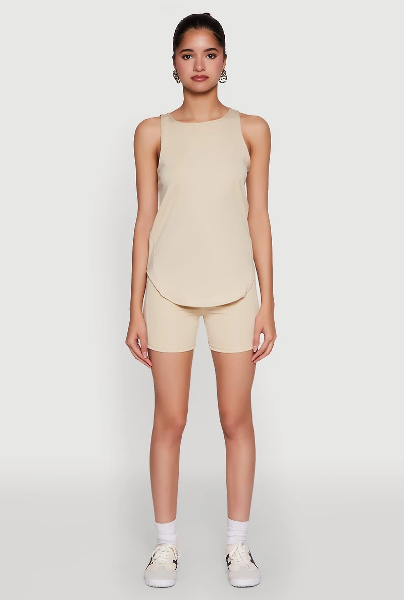 Womens Stylish Mesh Detail High Neck Sleeveless Tank Top,