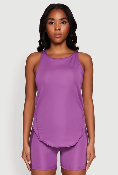 Womens Stylish Mesh Detail High Neck Sleeveless Tank Top,