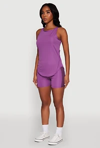 Stylish Mesh Detail High Neck Sleeveless Tank Top