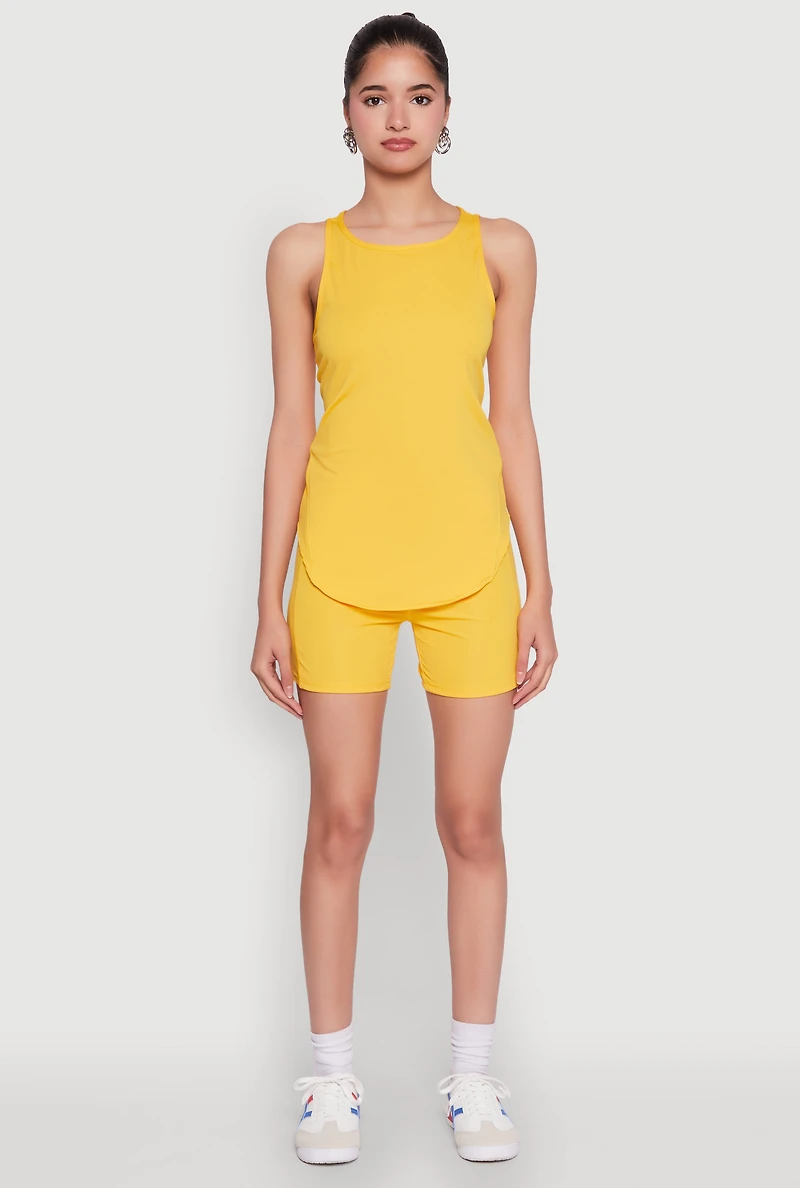 Womens Stylish Mesh Detail High Neck Sleeveless Tank Top, Yellow, Size S