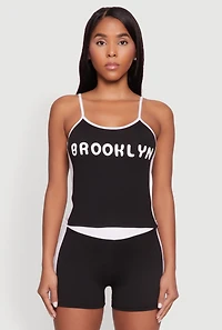 Womens Contrast Trim Brooklyn Graphic Cami, M