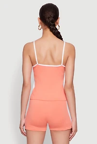 Womens Contrast Trim Brooklyn Graphic Cami, Orange, Size XL
