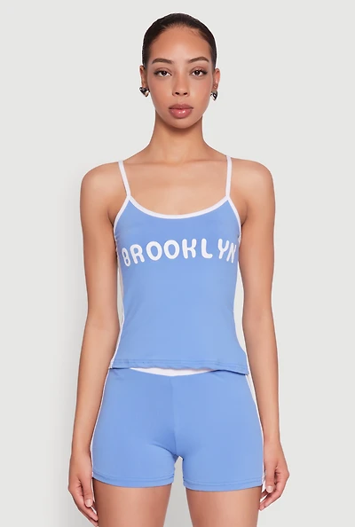 Womens Contrast Trim Brooklyn Graphic Cami,
