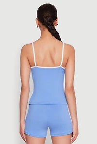 Womens Contrast Trim Brooklyn Graphic Cami, Blue, Size S