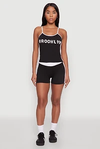 Womens Contrast Biker Shorts,