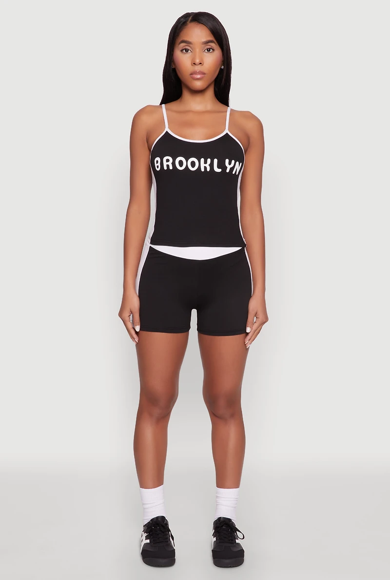 Womens Contrast Biker Shorts,