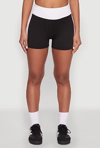 Womens Contrast Biker Shorts, Black, Size XL