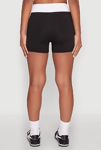 Womens Contrast Biker Shorts, Black, Size XL
