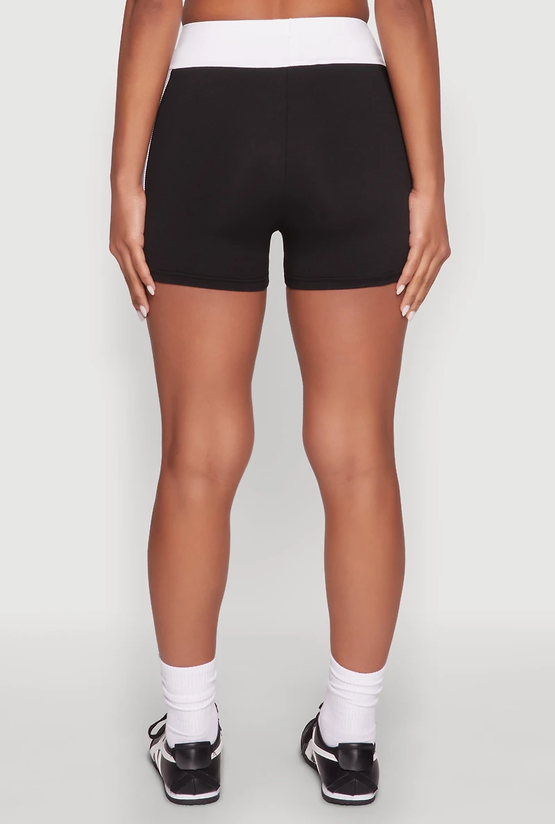 Womens Contrast Biker Shorts,
