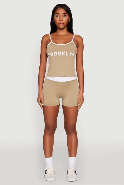 Womens Contrast Biker Shorts,