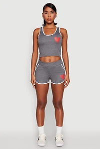 Womens Love Contrast Trim Cropped Tank Top, M