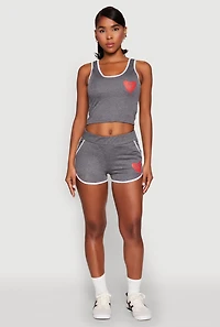 Womens Love Contrast Trim Cropped Tank Top, M