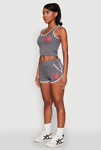 Womens Love Contrast Trim Cropped Tank Top, M