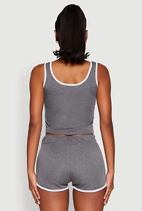 Womens Love Contrast Trim Cropped Tank Top, M