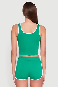 Love Contrast Trim Cropped Tank Top