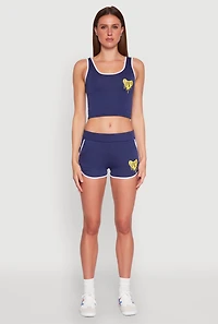 Womens Love Contrast Trim Cropped Tank Top, L